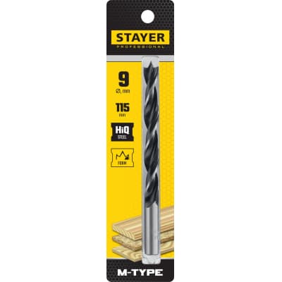 STAYER "M-type" 9,0x115/90мм, сверло спиральное по дереву, М-образная заточка 2942-115-09_z02
