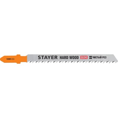 Полотна Stayer, t101bf, для эл/лобзика, bi-metal, по твердому дереву, t-хвост., шаг 2,5мм, 75мм, 2шт 159901-2.5_z02