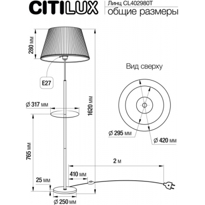 Торшер Citilux Линц CL402973T