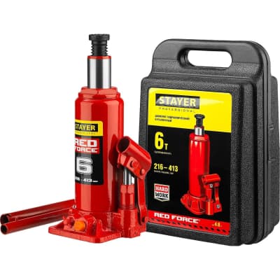Домкрат бутылочный гидравлический в кейсе RED FORCE STAYER 6т, 216-413 мм 43160-6-K_z01