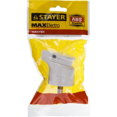 Вилка STAYER 16А/220 В, 1300 Вт, белая, угловая, MAXElectro 55161-W