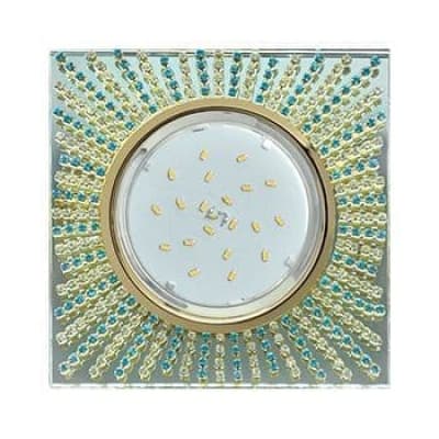 Встраиваемый светильник Ecola GX53 H4 5353 Glass золото/прозрачный/бирюзовый FM53SGECB
