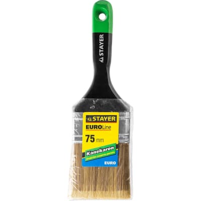 Кисть плоская STAYER 75 мм, 3", щетина искусственная, деревянная ручка KANEKARON-EURO 0106-075