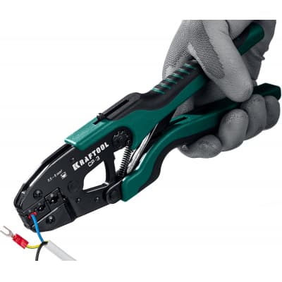 CP-3 пресс-клещи для изолированных наконечников и муфт 0,5 - 6 мм.кв, KRAFTOOL 45461-3