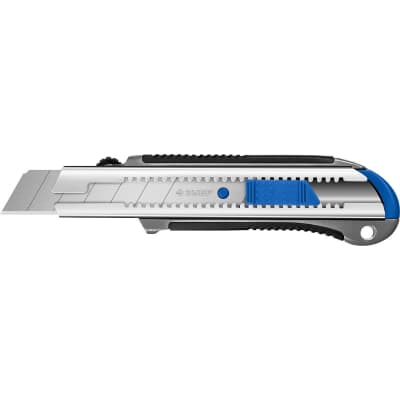 Металлический нож с автостопом ТИТАН-25, сегмент. лезвия 25 мм, ЗУБР Профессионал 09180