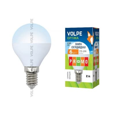 Лампа светодиодная Volpe LED G45 6W NW E14 FR O 10215