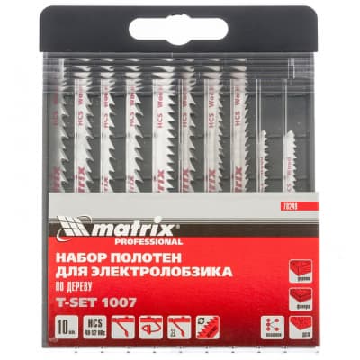 Набор полотен для электролобзика по дереву, 10 шт, T-SET1007 Matrix 78249