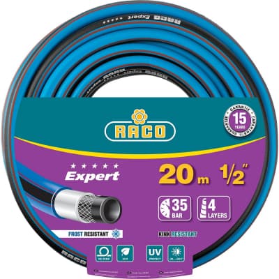 Шланг поливочный Raco O 1/2" x 20 м, 35 атм., 4-x слойный, армированный, EXPERT 40302-1/2-20_z01
