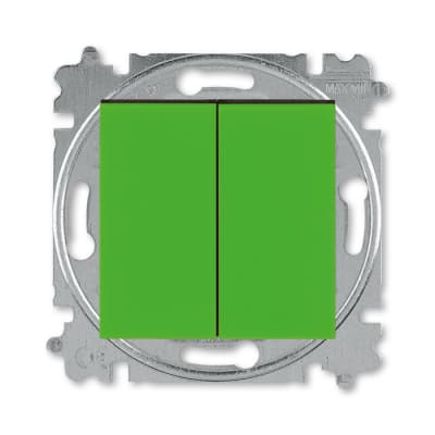Выключатель 2-клавишный ABB EPJ Levit зелёный / дымчатый чёрный 2CHH590545A6067
