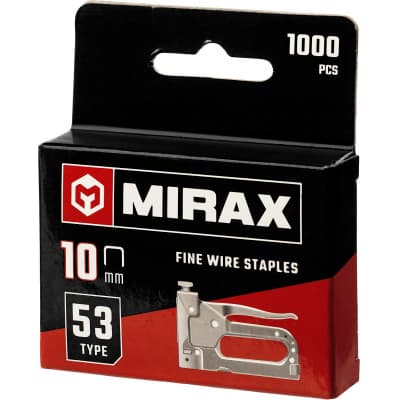 MIRAX 10 мм скобы для степлера тонкие тип 53, 1000 шт 3153-10