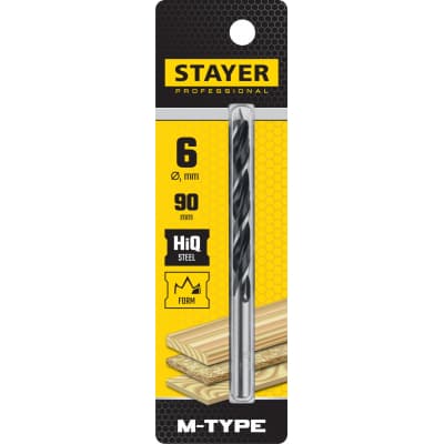 STAYER "M-type" 6,0x90/50мм, сверло спиральное по дереву, М-образная заточка 2942-090-06_z02