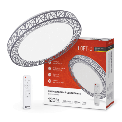 Светильник светодиодный IN HOME COMFORT Loft-G 120Вт 230В 3000-6500K 9600Лм 500x100мм с пультом ДУ 4690612041889