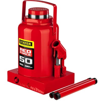 Домкрат бутылочный гидравлический RED FORCE STAYER 50т, 300-480 мм 43160-50_z01