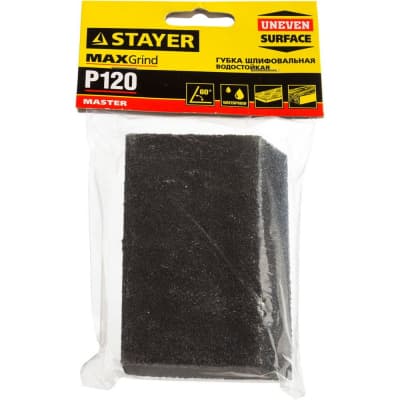 Губка шлифовальная STAYER 100x68x42x26мм, P120, угловая, средняя жесткость 3561-120