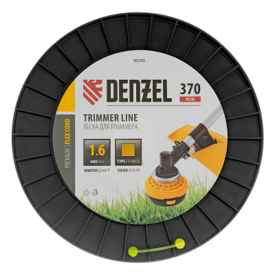 Леска для триммера квадрат 1,6мм х 370м, на DIN катушке FLEX CORD Denzel 96290