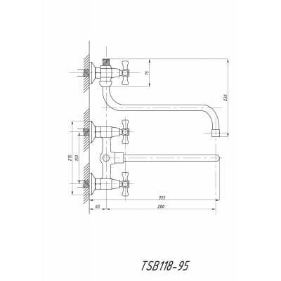 Смеситель для ванны с душем TSARSBERG TSB-118-95 тип См-ВУДРНШлА