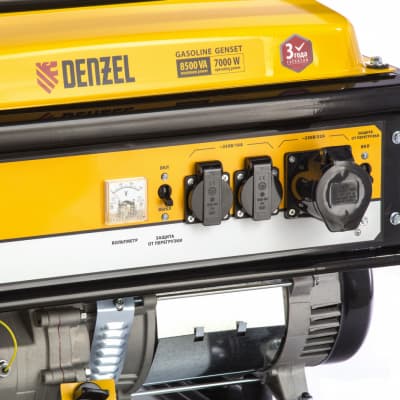 Генератор бензиновый GE 8900, 8.5 кВт, 220 В/50 Гц, 25 л, ручной старт Denzel 94639