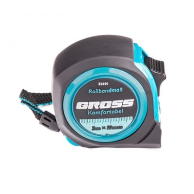 Рулетка Komfortabel 3 м х 19 мм, обрезиненный корпус Gross 32560