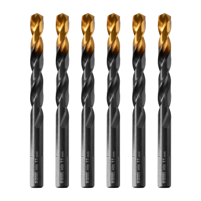 Сверло по металлу, 11 мм, HSS-Tin, Golden Tip, 6 шт. Denzel 717223