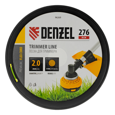 Леска для триммера круглая, 2,0мм х 276м, на DIN катушке FLEX CORD,  Denzel 96269