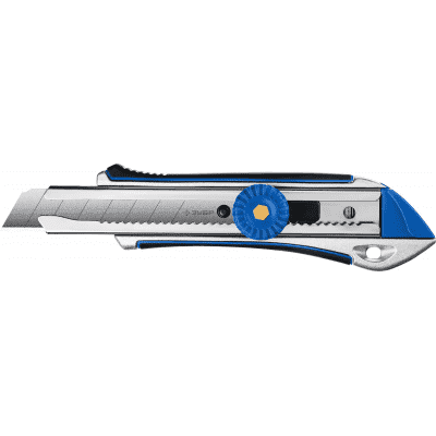 Металлический обрезиненный нож с винтовым фиксатором Титан-В, сегмент. лезвия 18 мм, ЗУБР Профессионал 09178_z01