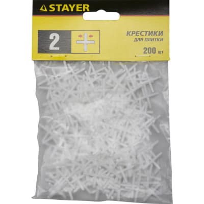 Крестики для кафельной плитки STAYER 2 мм, Х-образные, 200 шт. 3380-2