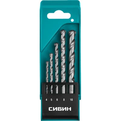 СИБИН 5 шт: d 4-5-6-8-10 мм набор сверл по бетону 29112-H5