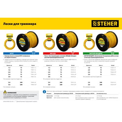 Леска для триммера ЗВЕЗДА 1.3 мм  15 м STEHER 75010-1.3