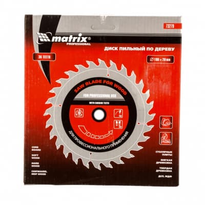 Пильный диск по дереву, 190 х 20 мм, 36 зубьев, кольцо 16/20 Matrix Professional 73279