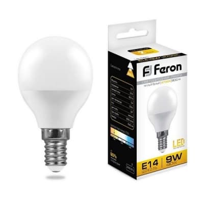 Лампа светодиодная FERON LB-550, G45 (шар малый), 9W 230V E14 2700К 25801