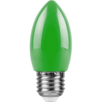 Лампа светодиодная FERON LB-376, C35 (свеча), 1W 230V E27 (зеленый) 25926