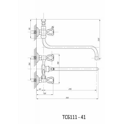 Смеситель для ванны с душем TSARSBERG TSB-111-41 тип См-ВУДРНШлА