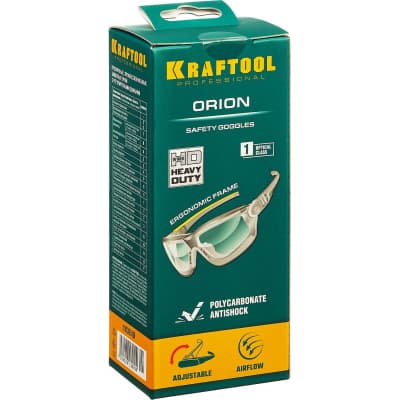 Защитные антибликовые очки KRAFTOOL ORION, открытого типа с непрямой вентиляцией 110305_z01