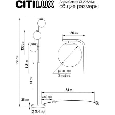 Торшер Citilux Адам Смарт CL228A931