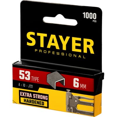 STAYER 6 мм скобы для степлера тонкие тип 53, 1000 шт 3159-06_z02