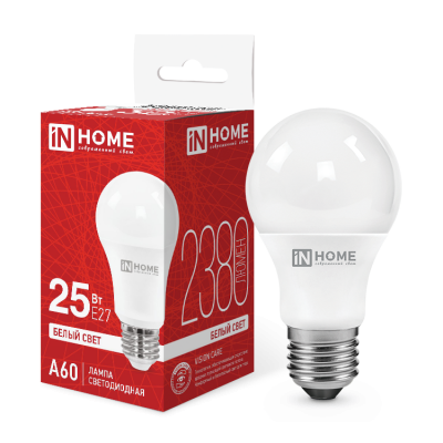Лампа светодиодная IN HOME LED-A60-VC 25Вт 230В Е27 4000К 2380Лм 4690612062051