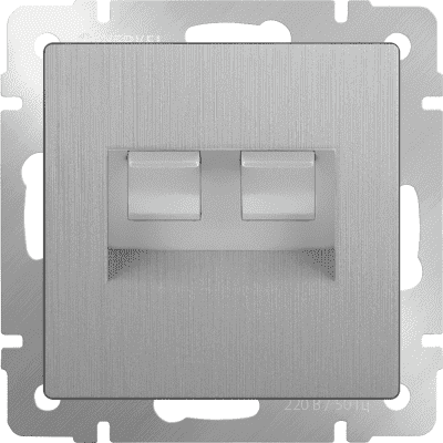 Розетка телефонная RJ-11 и Еthernet RJ-45 Werkel WL09-RJ11-45 cеребряный рифленый 4690389085055