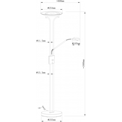 Торшер светодиодный с лампой для чтения Arte Lamp Duetto A4329PN-2PB