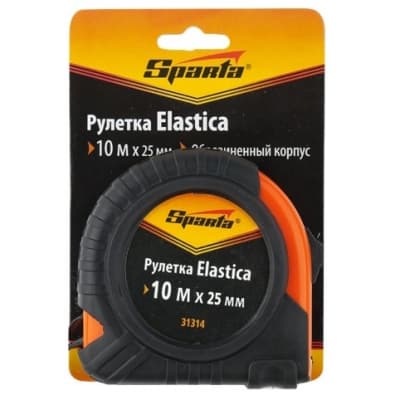 Рулетка Elastica, 10 м х 25 мм, обрезиненный корпус Sparta 31314