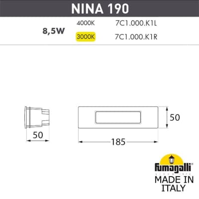 Светильник для подсветки лестниц встраиваемый FUMAGALLI NINA 190 7C1.000.000.LYK1L