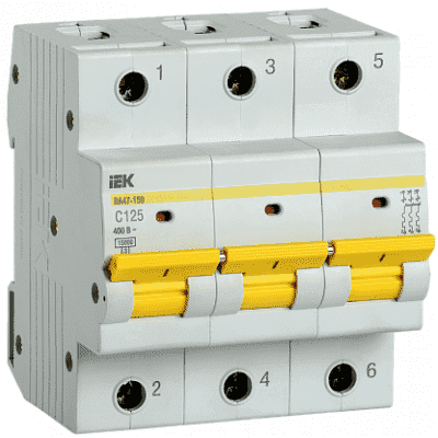 Автоматический выключатель IEK ВА47-150 3Р 125А 15кА х-ка C MVA50-3-125-C