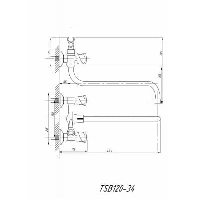 Смеситель для ванны с душем TSARSBERG TSB-120-34 тип См-ВУДРНШлА