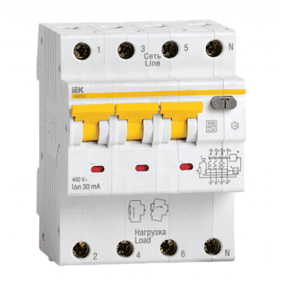 Дифференциальный автоматический выключатель IEK АВДТ 34 C10 30мА MAD22-6-010-C-30