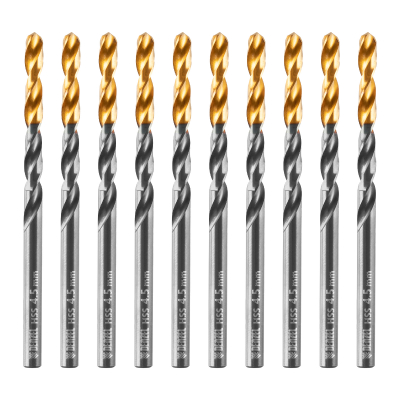 Сверло по металлу, 4,5 мм, HSS-Tin, Golden Tip, 10 шт. Denzel 717211