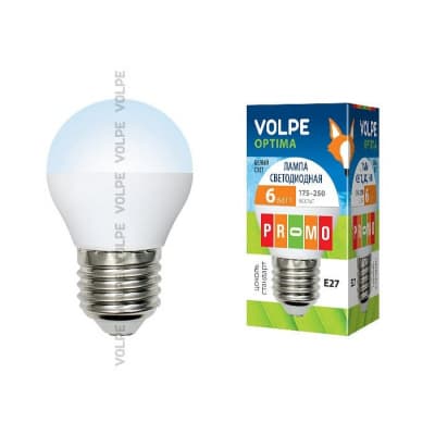 Лампа светодиодная Volpe LED G45 6W NW E27 FR O 10216
