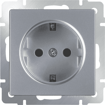 Розетка с заземлением и шторками Werkel WL06-SKGS-01-IP44 серебряный 4690389053900