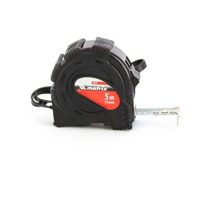 Рулетка Black, 5 м х 19 мм, обрезиненный корпус Matrix 31014