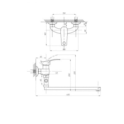 Смеситель для ванны с душем FAUZT FZs-814-115 тип См-ВУОРНШлА