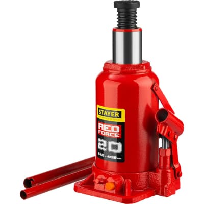 Домкрат бутылочный гидравлический RED FORCE STAYER 20т, 242-452 мм 43160-20_z01