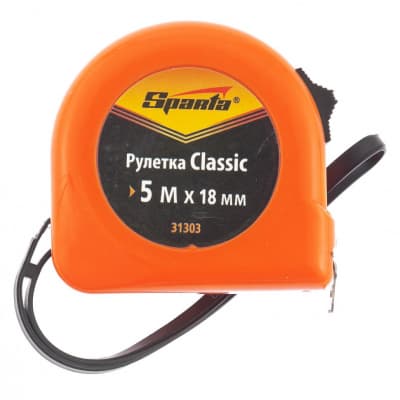 Рулетка Classic, 5 м х 18 мм, пластиковый корпус Sparta 31303